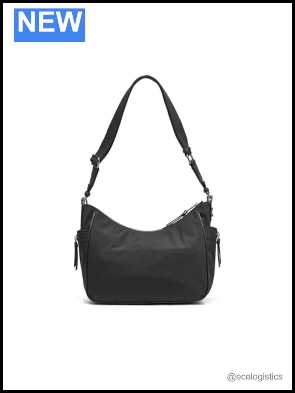 Nylon Organizational Hobo Shoulder Bag with Adjustable Crossbody Strap